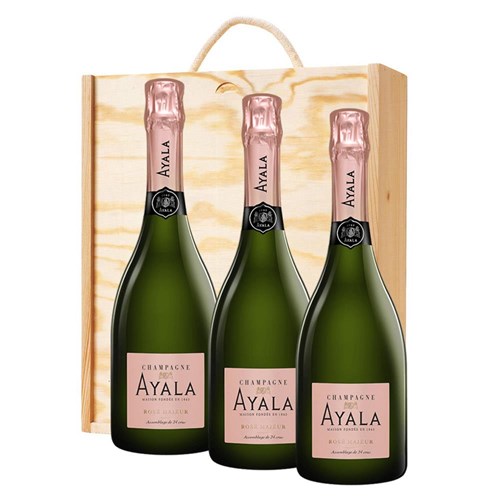 Ayala Rose Majeur Champagne 75cl Treble Pine Wooden Gift Boxed (3 x 75cl)